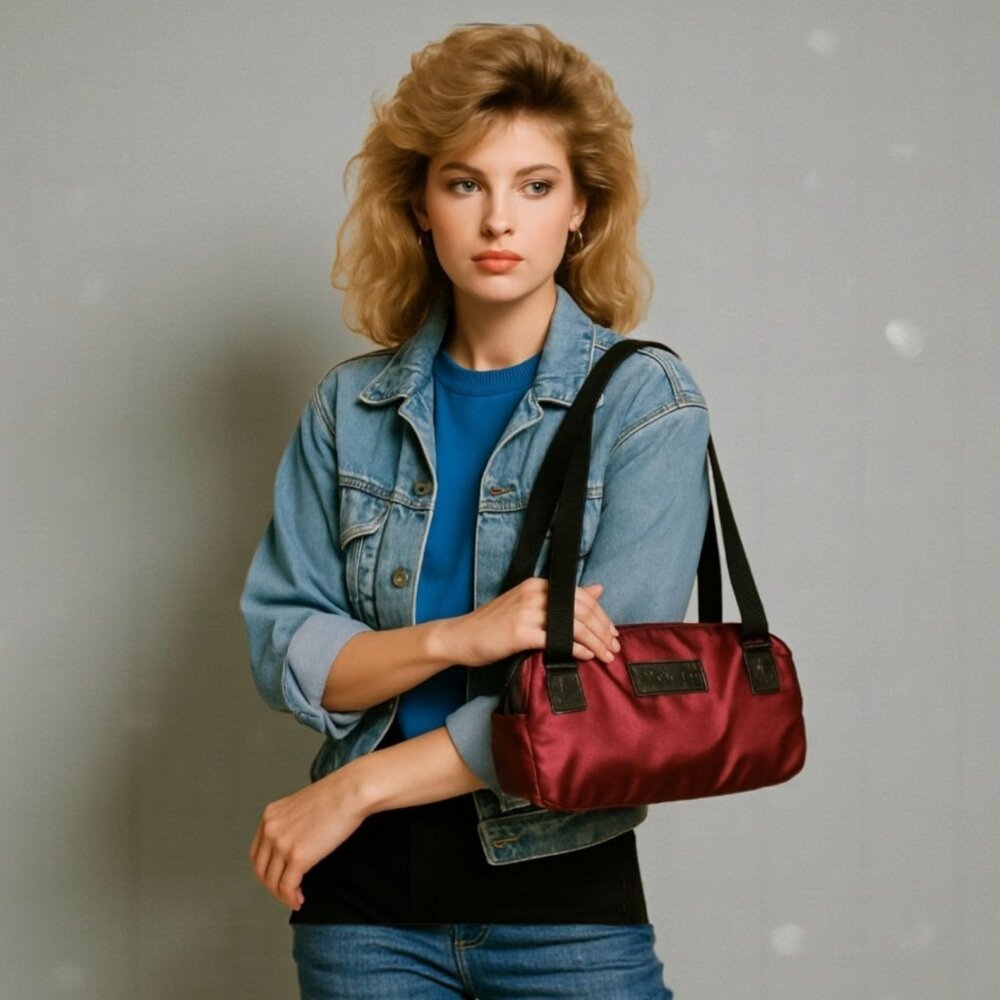 Vintage Esprit Red Barrel Tote Bag with Attached Wallet 2000s Y2K Preppy Rare